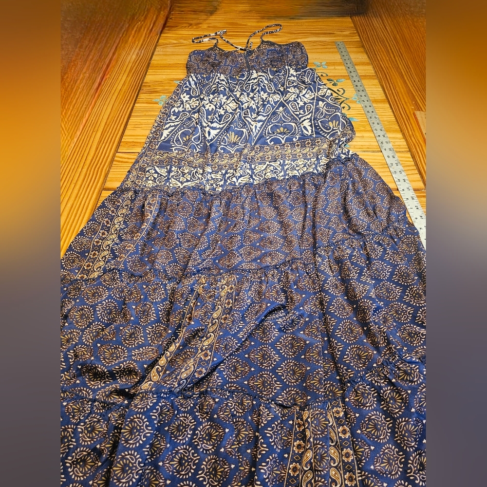 RAGA Blue and Cream Bohemian Maxi Dress.